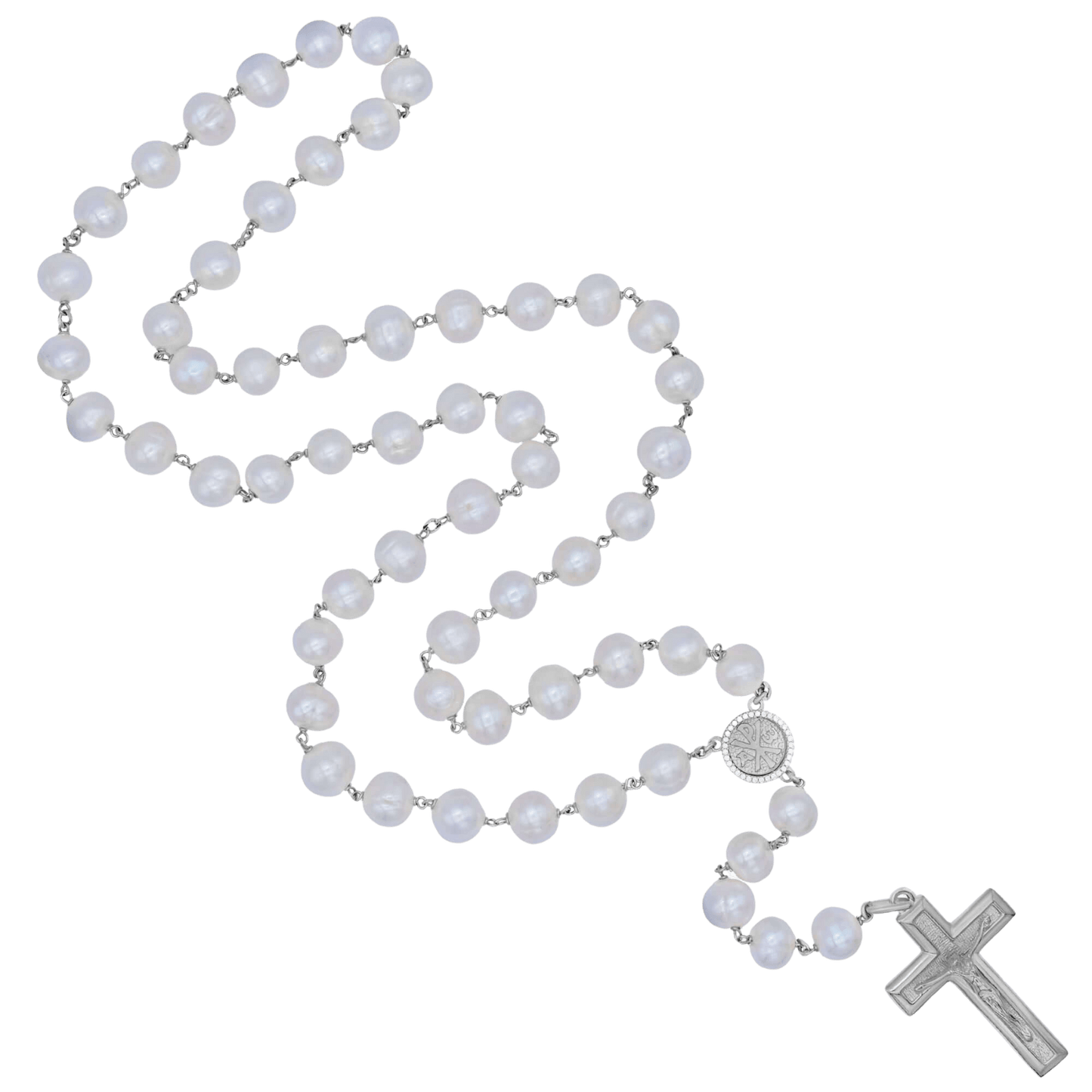LARGE PERLA BEADS ROSARIO - ARGENTO