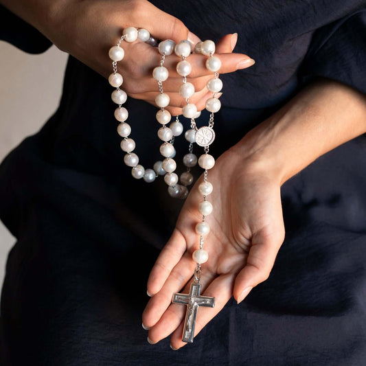 LARGE PERLA BEADS ROSARIO - ARGENTO