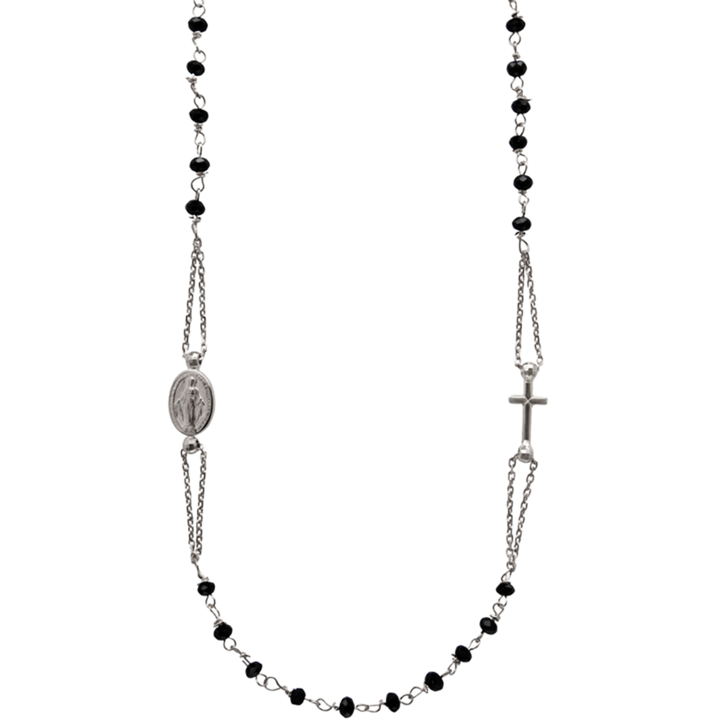 MIRACULOUS E CROCE - CRYSTAL COLLANA - ARGENTO