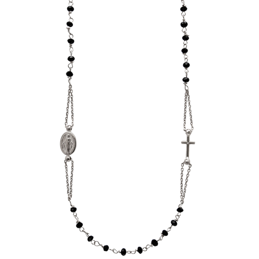 MIRACULOUS E CROCE - CRYSTAL COLLANA - ARGENTO