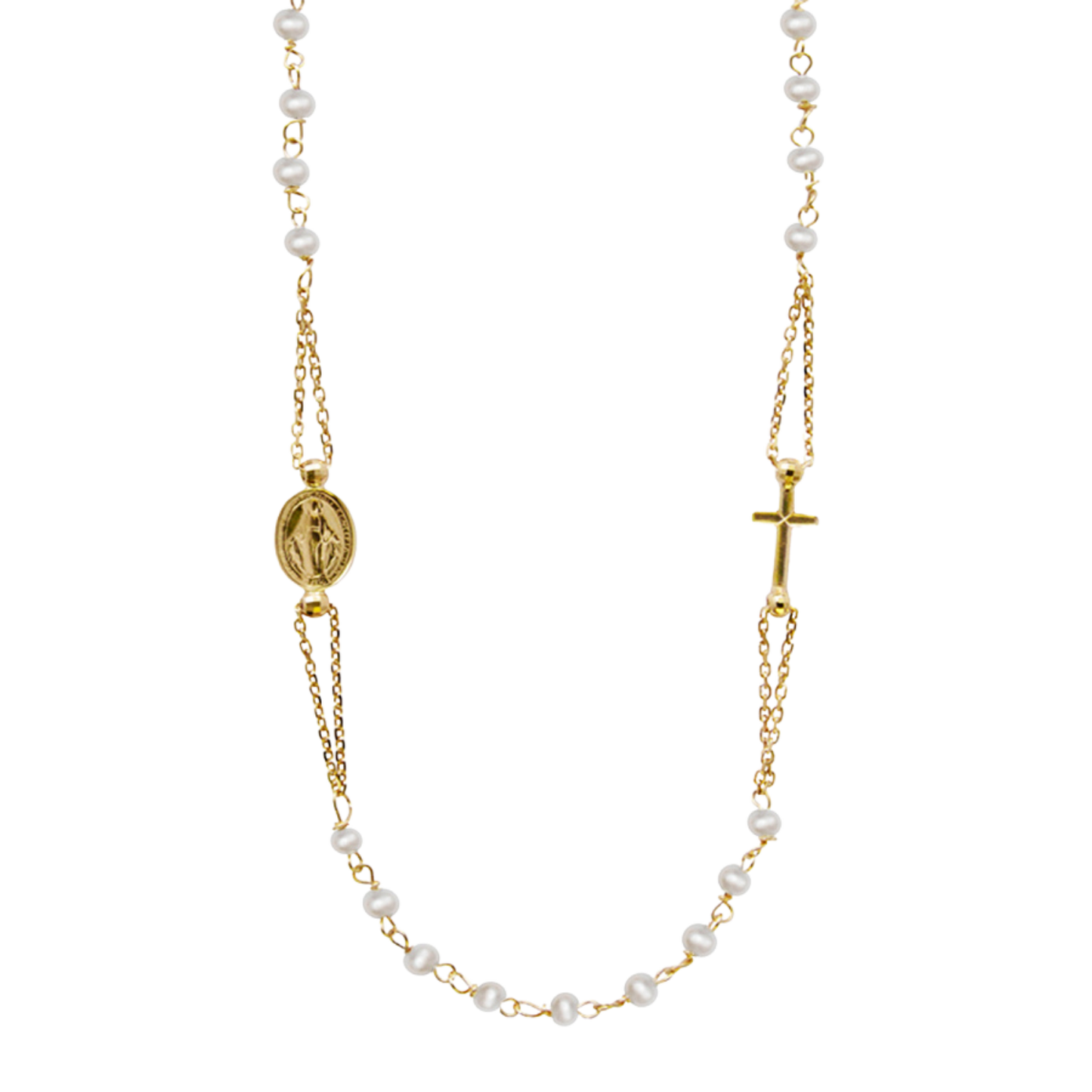 MIRACULOUS E CROCE - PERLA COLLANA - ORO