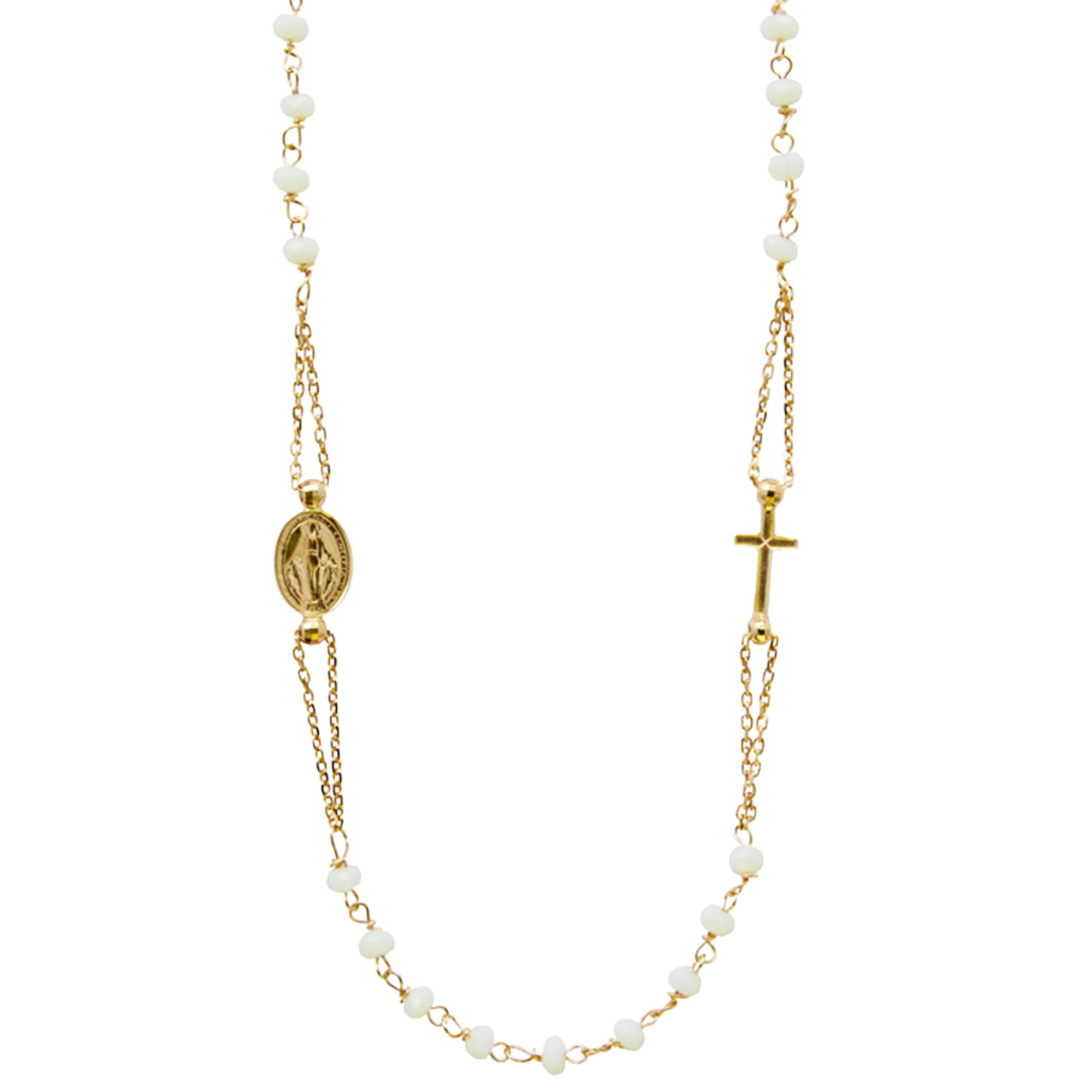 MIRACULOUS E CROCE - CRYSTAL COLLANA - VERMEIL ARGENTO