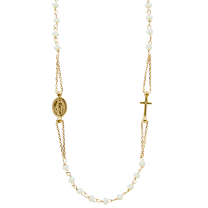 MIRACULOUS E CROCE - CRYSTAL COLLANA - VERMEIL ARGENTO