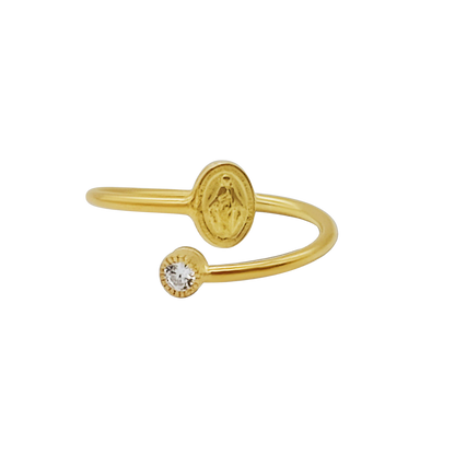 MIRACULOUS MEDAGLIA CON ZIRCONIA DOT - ANELLO - VERMEIL ARGENTO