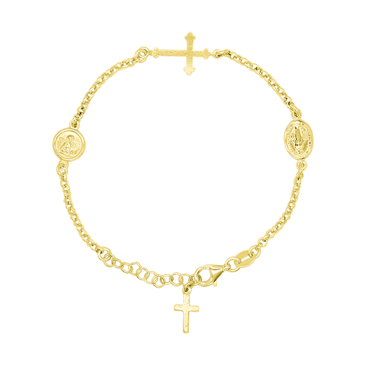 MIRACULOUS MEDAGLIA E ANGEL - BRACCIALETTO - GOLDEN ARGENTO
