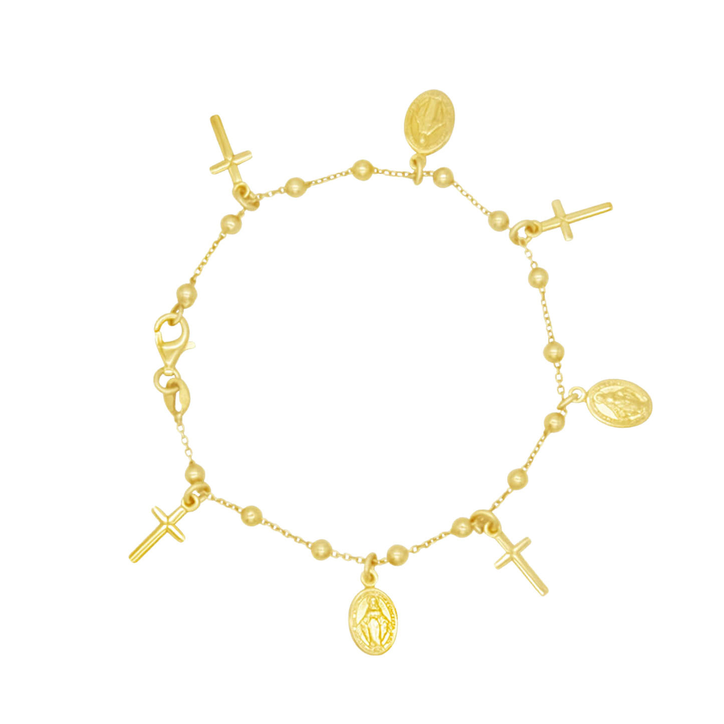 MIRACULOUS MEDAGLIA E CROCE CHARMS - BRACCIALETTO - GOLDEN ARGENTO