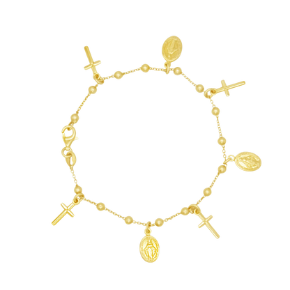 MIRACULOUS MEDAGLIA E CROCE CHARMS - BRACCIALETTO - GOLDEN ARGENTO