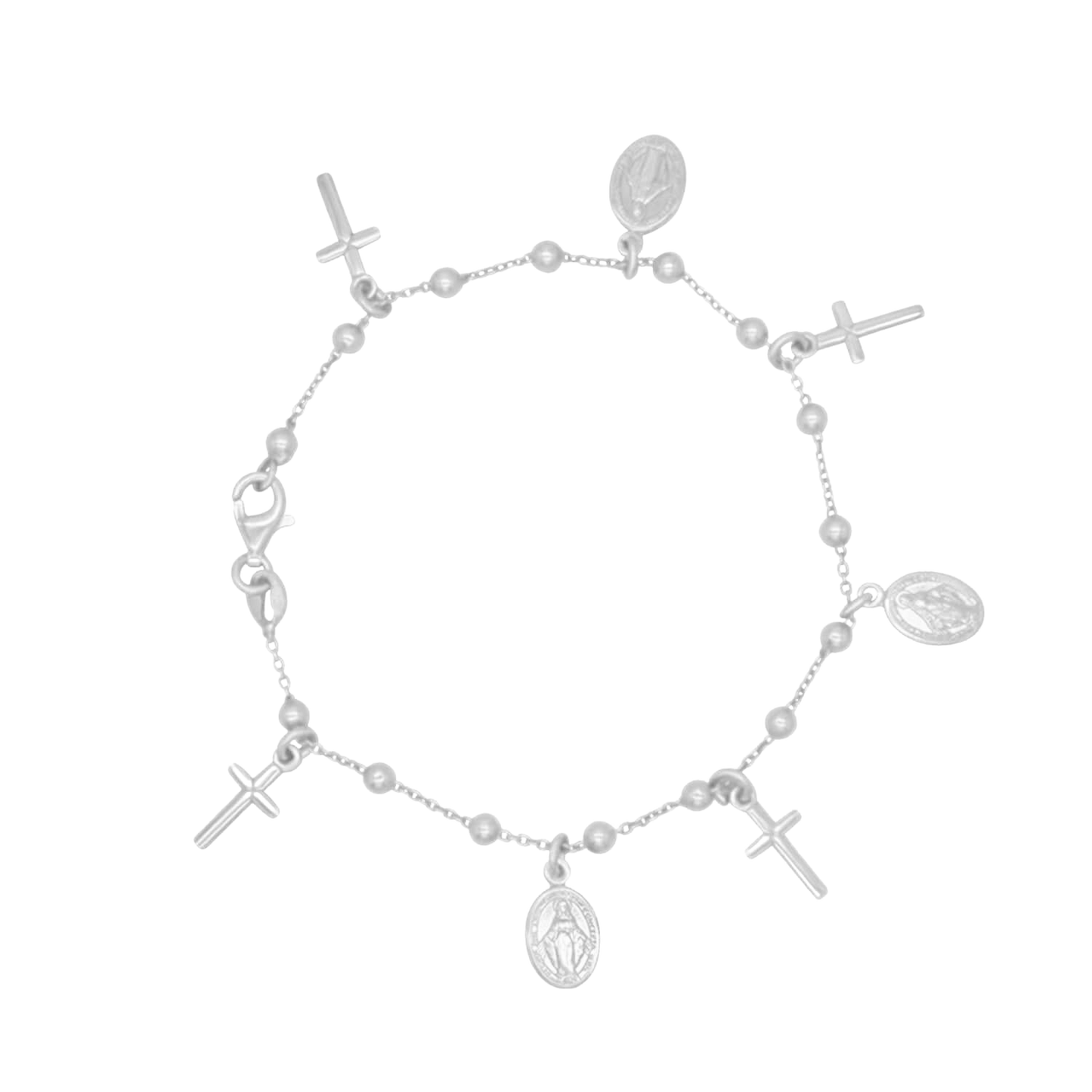 MIRACULOUS MEDAGLIA E CROCE CHARMS - BRACCIALETTO - ARGENTO