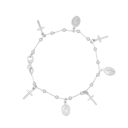 MIRACULOUS MEDAGLIA E CROCE CHARMS - BRACCIALETTO - ARGENTO