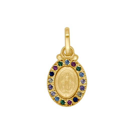MIRACULOUS MEDAGLIA - MULTICOLOR ZIRCONIA E GOLDEN ARGENTO