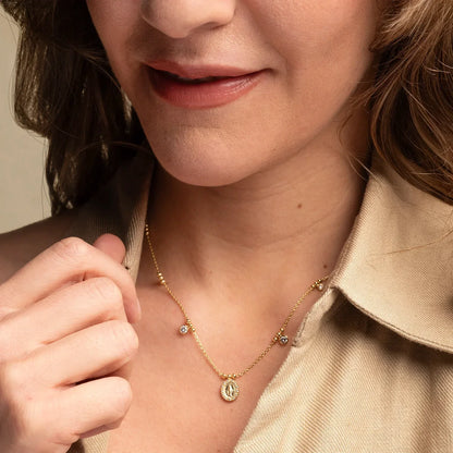 MIRACULOUS MEDAGLIA COLLANA - GOLDEN ARGENTO E ZIRCONIA