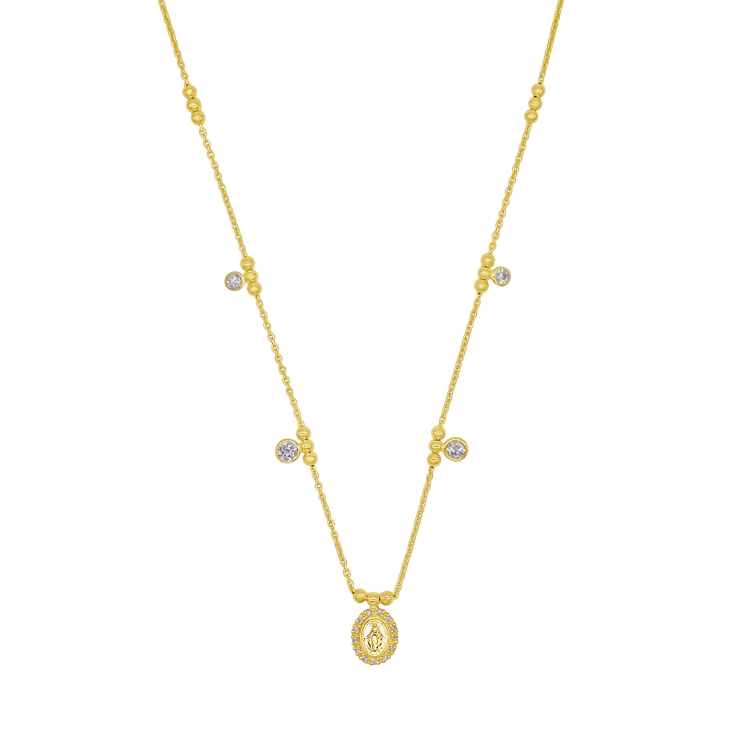 MIRACULOUS MEDAGLIA COLLANA - GOLDEN ARGENTO E ZIRCONIA