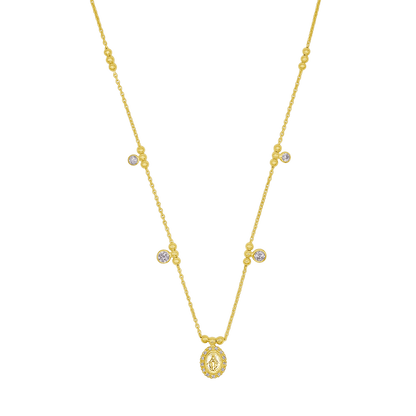 MIRACULOUS MEDAGLIA COLLANA - GOLDEN ARGENTO E ZIRCONIA