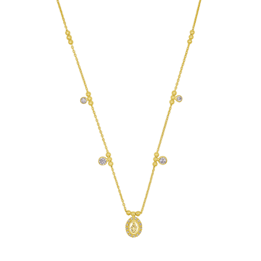 MIRACULOUS MEDAGLIA COLLANA - GOLDEN ARGENTO E ZIRCONIA