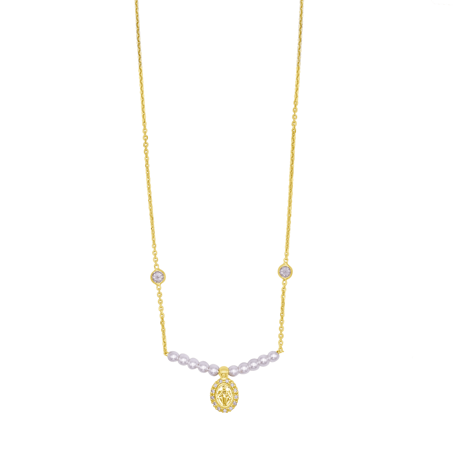 MIRACULOUS MEDAGLIA COLLANA - GOLDEN ARGENTO E PERLE