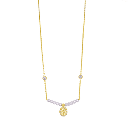 MIRACULOUS MEDAGLIA COLLANA - GOLDEN ARGENTO E PERLE