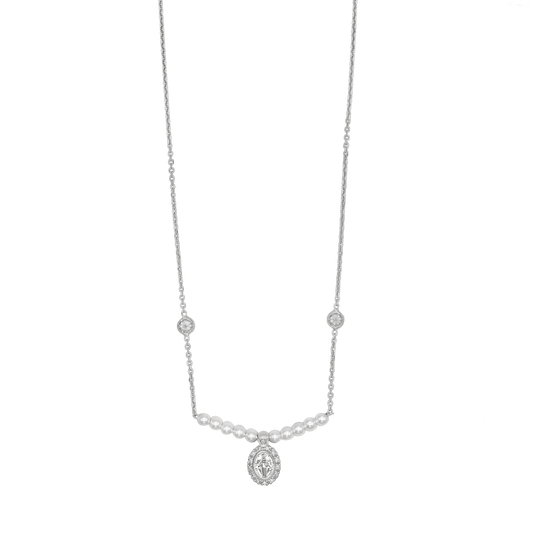 MIRACULOUS MEDAGLIA COLLANA - ARGENTO E PERLE