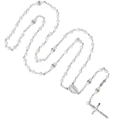 MOTHER OF PERLA E SWAROVSKI ROSARIO - ARGENTO