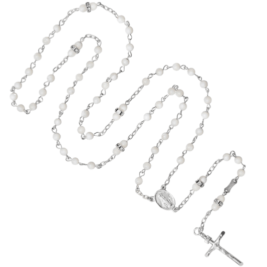 MOTHER OF PERLA E SWAROVSKI ROSARIO - ARGENTO