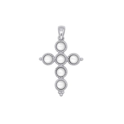 MOTHER OF PERLA PENDENTE CROCE - ARGENTO