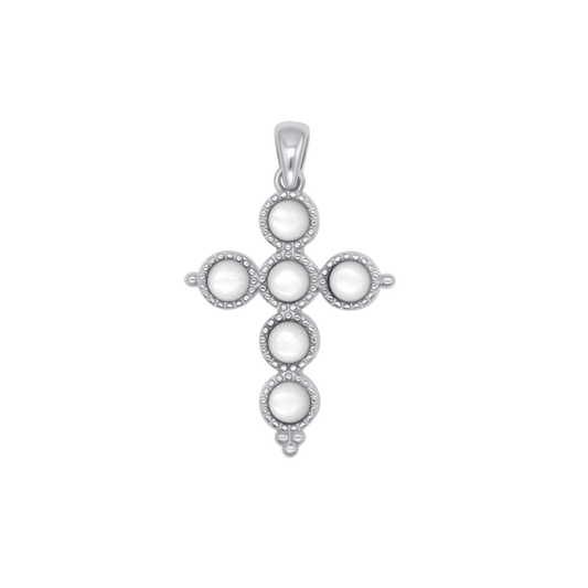 MOTHER OF PERLA PENDENTE CROCE - ARGENTO