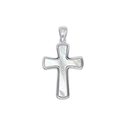 MOTHER OF PERLA PENDENTE CROCE - ARGENTO