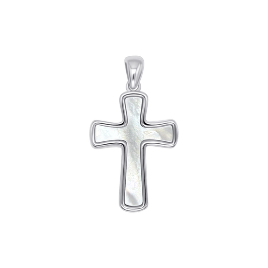 MOTHER OF PERLA PENDENTE CROCE - ARGENTO