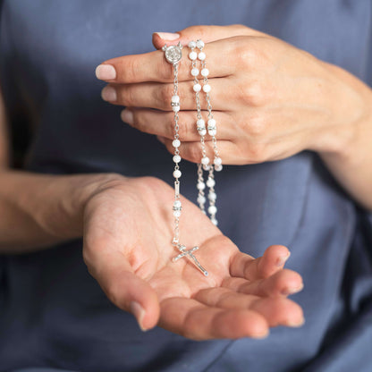 MOTHER OF PERLA E SWAROVSKI ROSARIO - ARGENTO