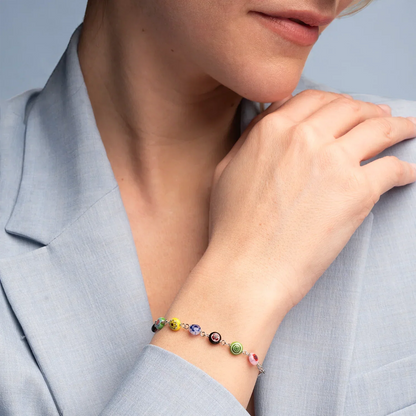 MURRINA GLASS BEADS BRACCIALETTO ROSARIO - ARGENTO