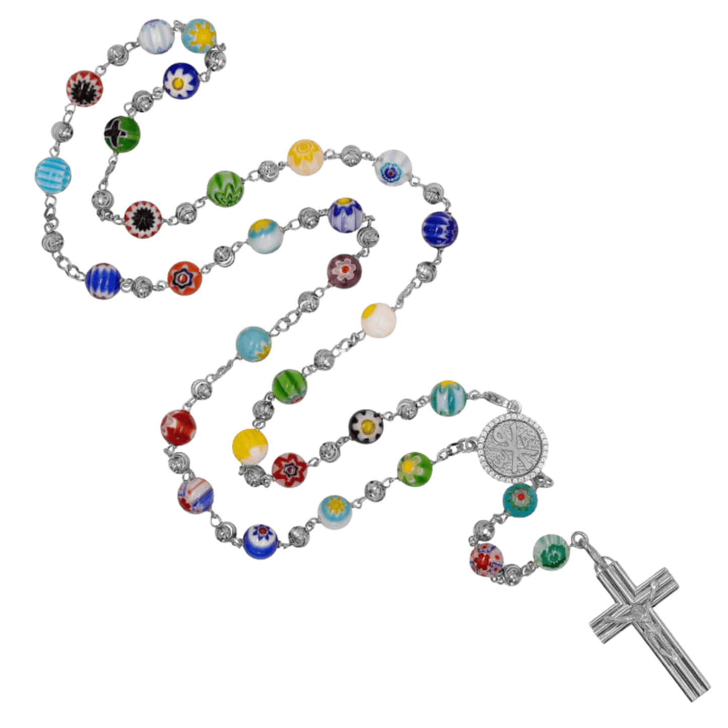 MURRINA GLASS BEADS - ROSARIO - ARGENTO