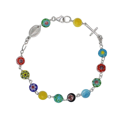MURRINA GLASS BEADS BRACCIALETTO ROSARIO - ARGENTO