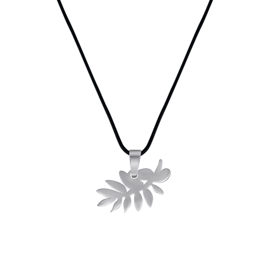 OLIVE BRANCH COLLANA - RUBBER CORD E STEEL