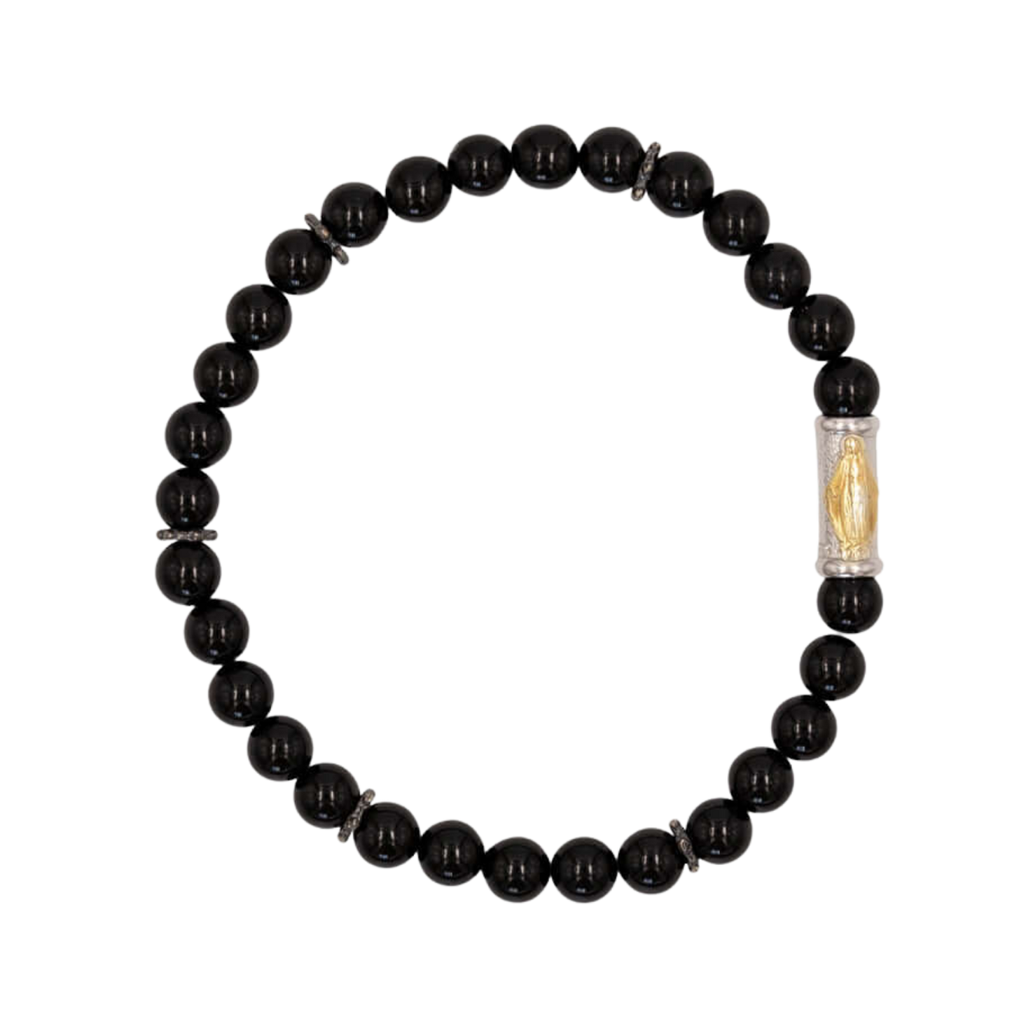 OUR LADY OF GRACE BRACCIALETTO - ONYX E ARGENTO