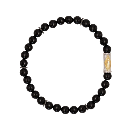 OUR LADY OF GRACE BRACCIALETTO - ONYX E ARGENTO