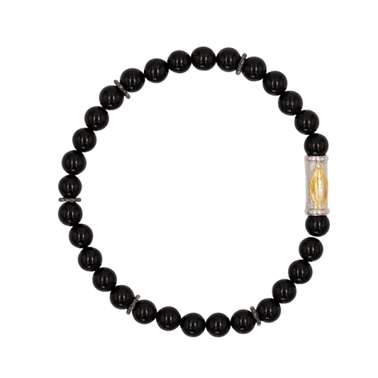 OUR LADY OF GRACE BRACCIALETTO - ONYX E ARGENTO