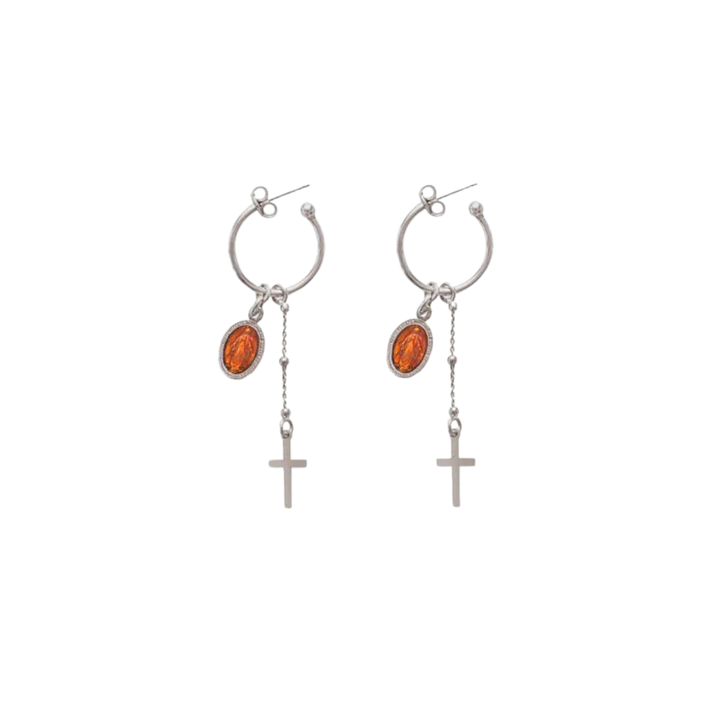 ORANGE MIRACULOUS MEDAGLIA - HOOP ORECCHINI - ARGENTO