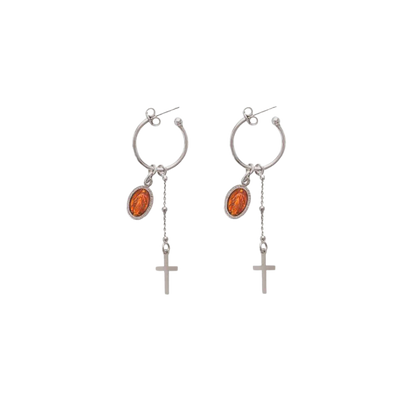 ORANGE MIRACULOUS MEDAGLIA - HOOP ORECCHINI - ARGENTO