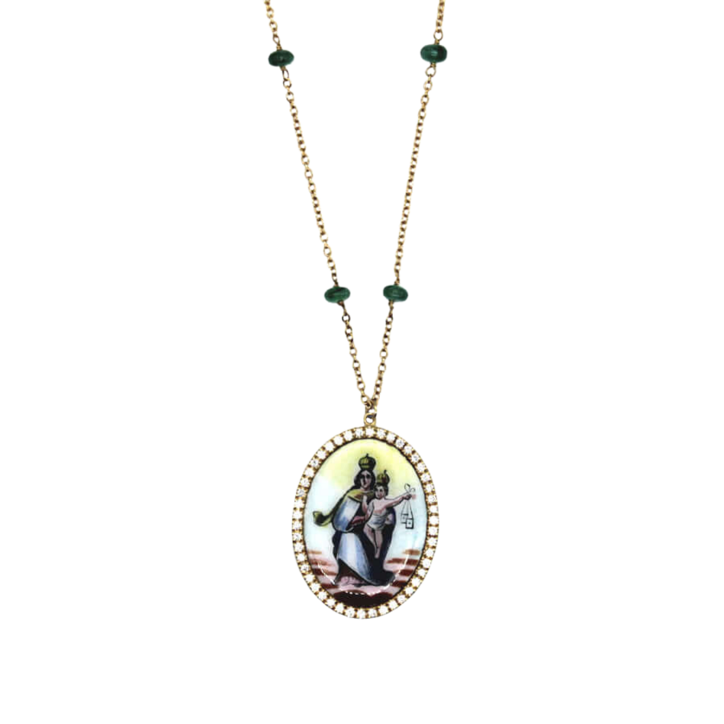 OUR LADY OF MOUNT CARMEL COLLANA - ORO E DIAMONDS