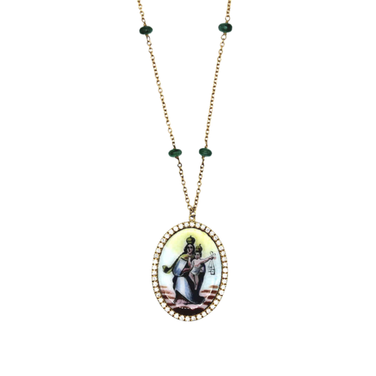 OUR LADY OF MOUNT CARMEL COLLANA - ORO E DIAMONDS