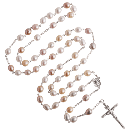THREE-TONE PERLA ROSARIO - ARGENTO