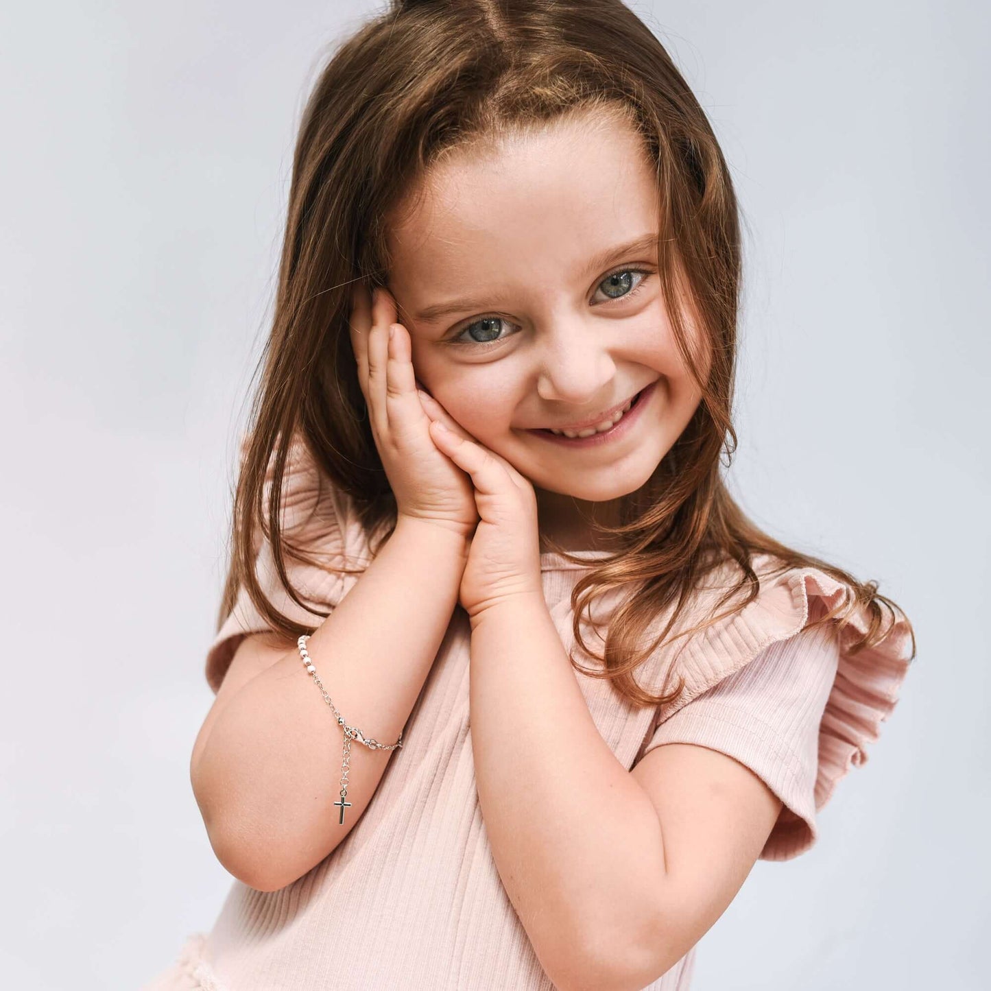 BABY BRACCIALETTO ROSARIO - ARGENTO - PINK