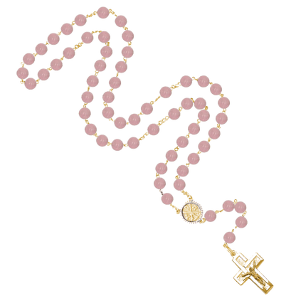 ROSE QUARTZ ROSARIO - VERMEIL ARGENTO