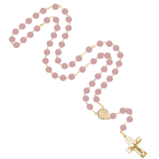 ROSE QUARTZ ROSARIO - VERMEIL ARGENTO