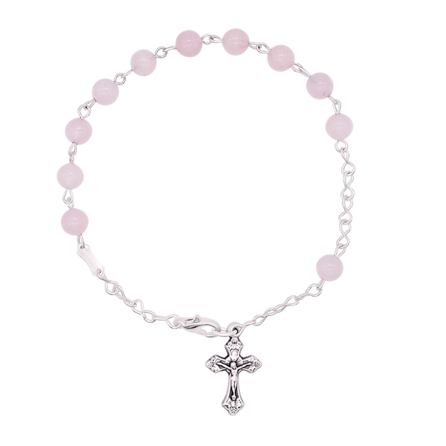PINK QUARTZ BRACCIALETTO ROSARIO - METAL