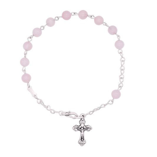 PINK QUARTZ BRACCIALETTO ROSARIO - METAL