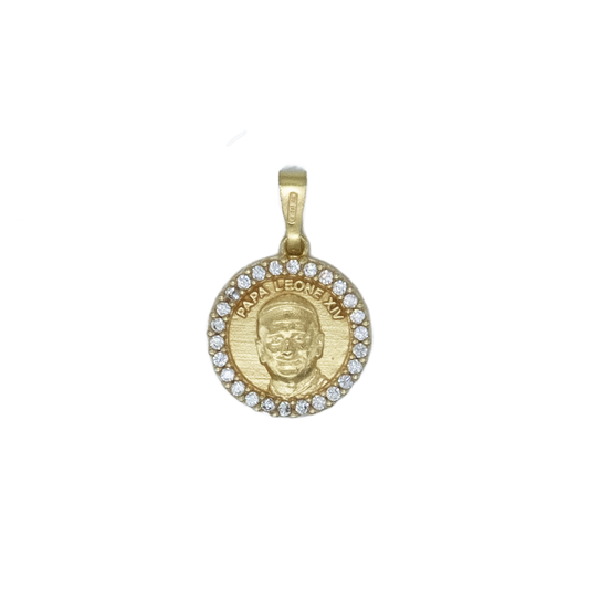 POPE LEO XIV - MEDAGLIA - GOLDEN ARGENTO E ZIRCONIA