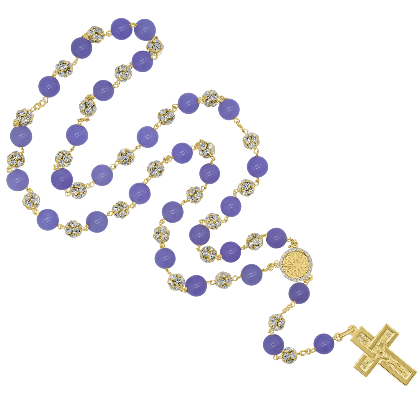 PURPLE AGATE E STRASSBALL ROSARIO - VERMEIL ARGENTO