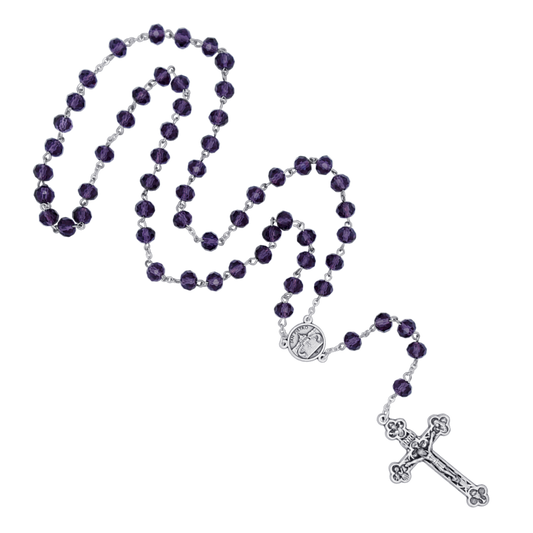 PURPLE CRYSTAL ROSARIO - METAL