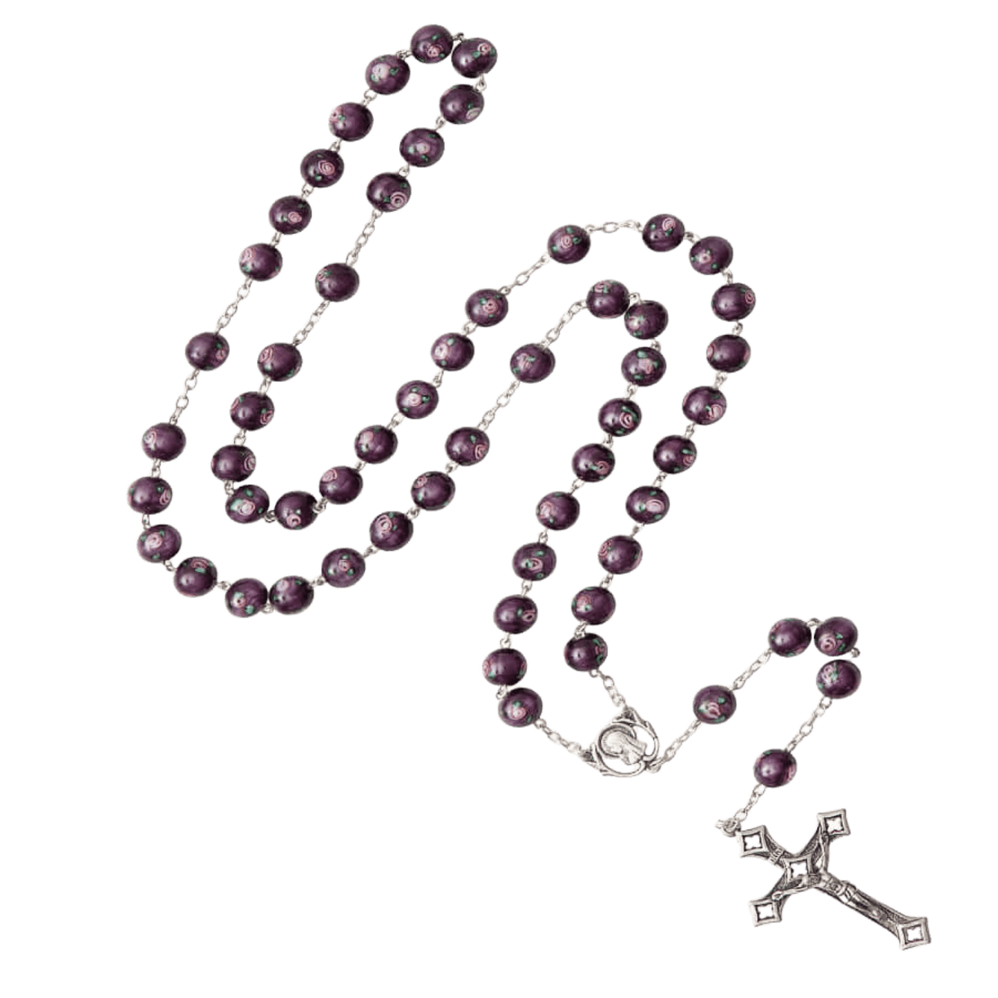 PURPLE MURANO GLASS ROSARIO - ARGENTO