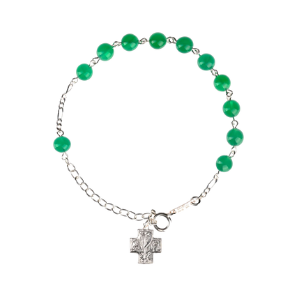 BRACCIALETTO ROSARIO - GREEN AGATE - ARGENTO